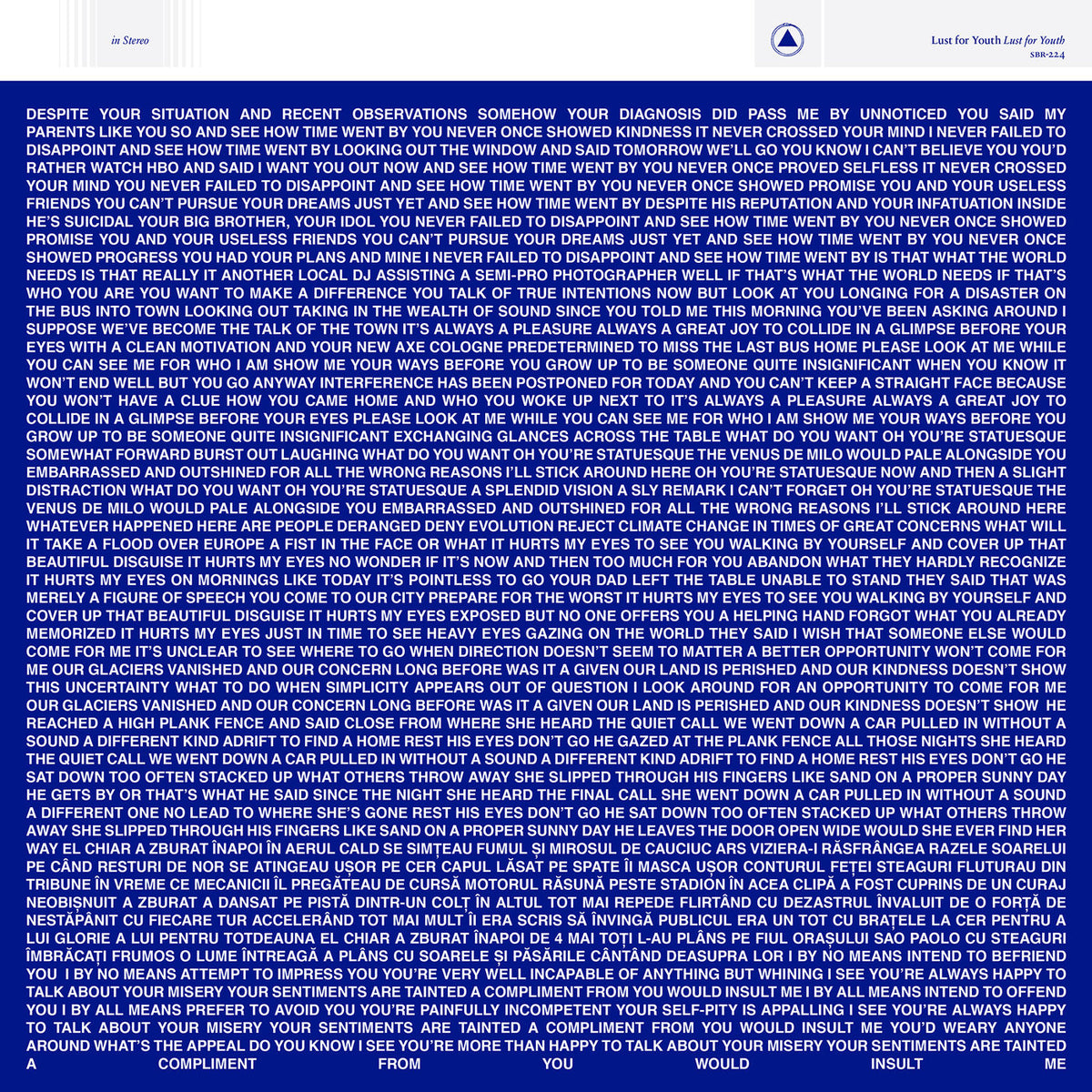 Lust For Youth – Lust For Youth (Clear Vinyl) (Coloured Vinyl) vinyl record cover