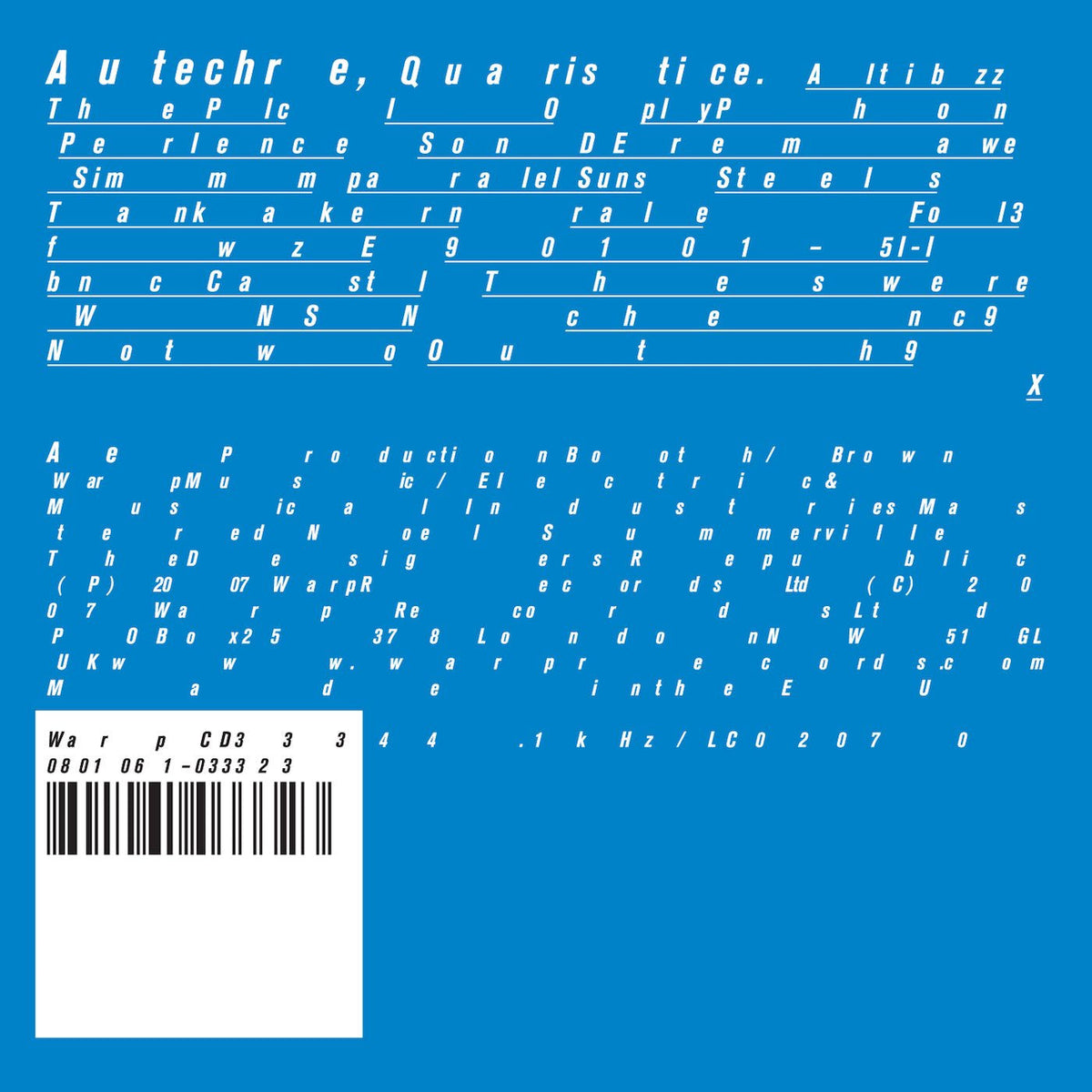 Autechre – Quaristice vinyl record cover