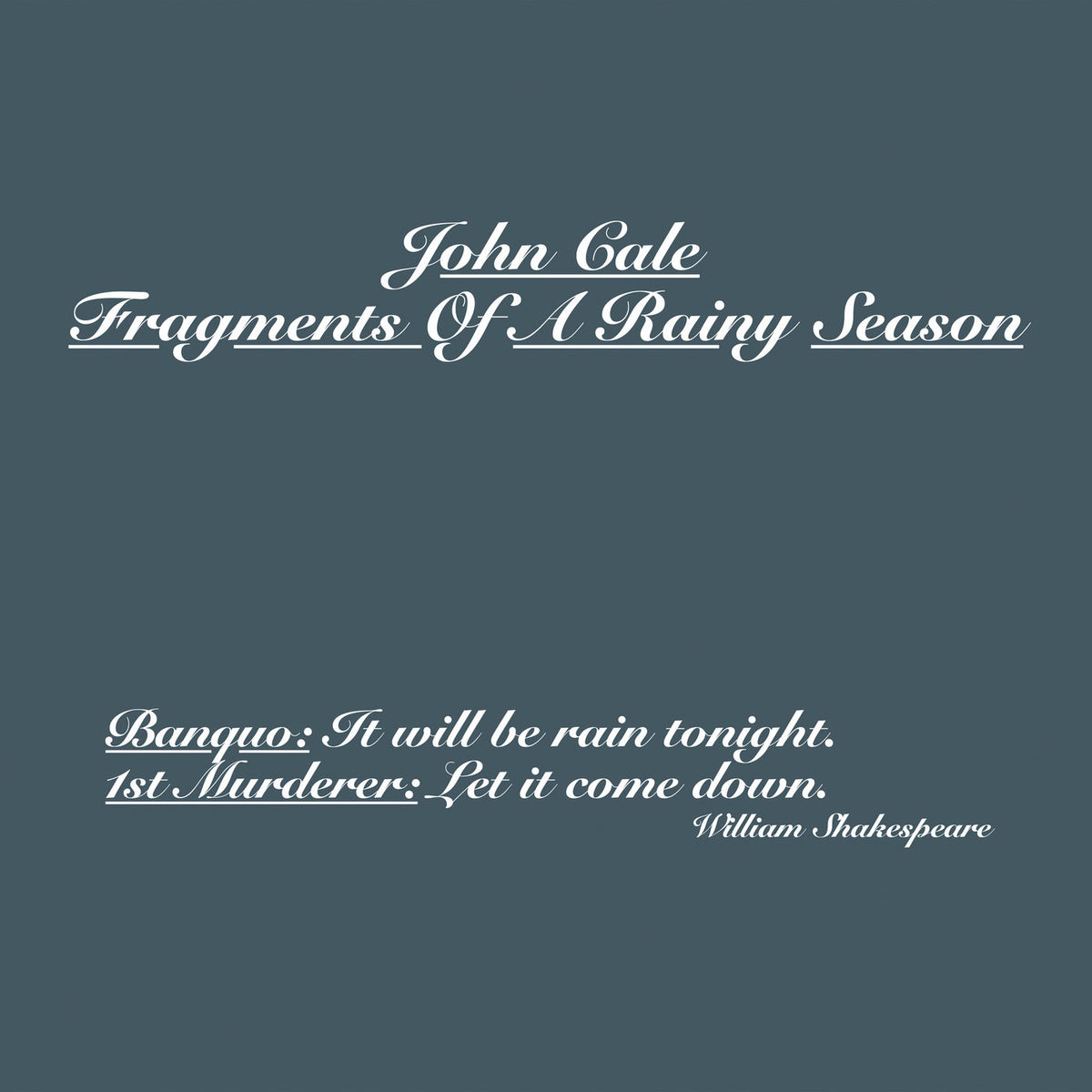 John Cale – Fragments of a Rainy Season vinyl record cover