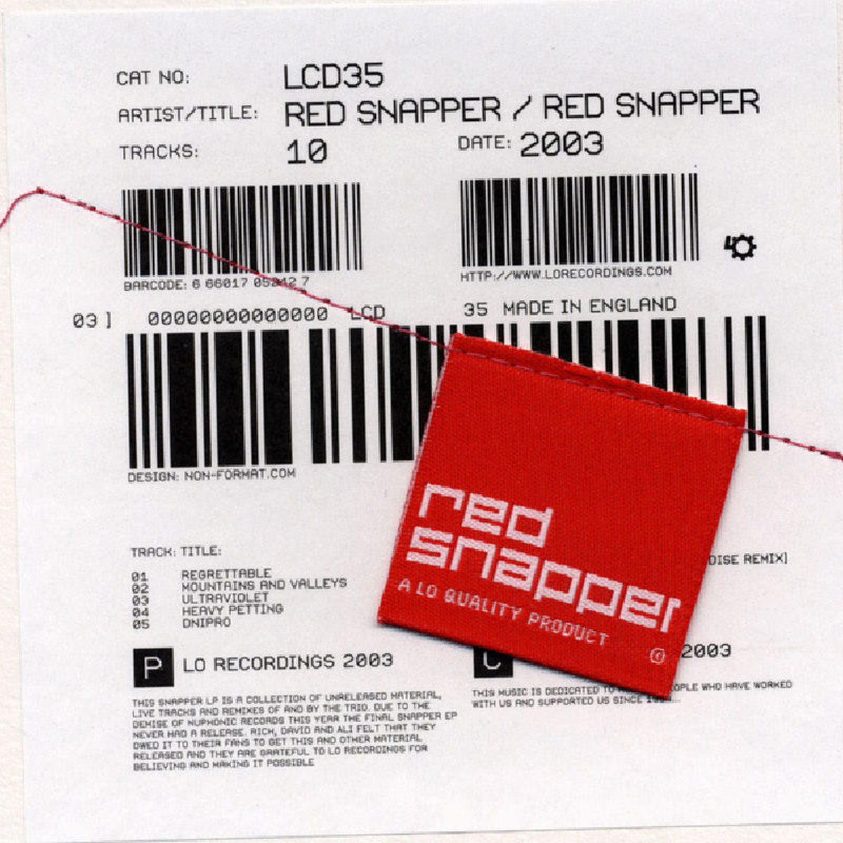 Red Snapper – Red Snapper vinyl record cover