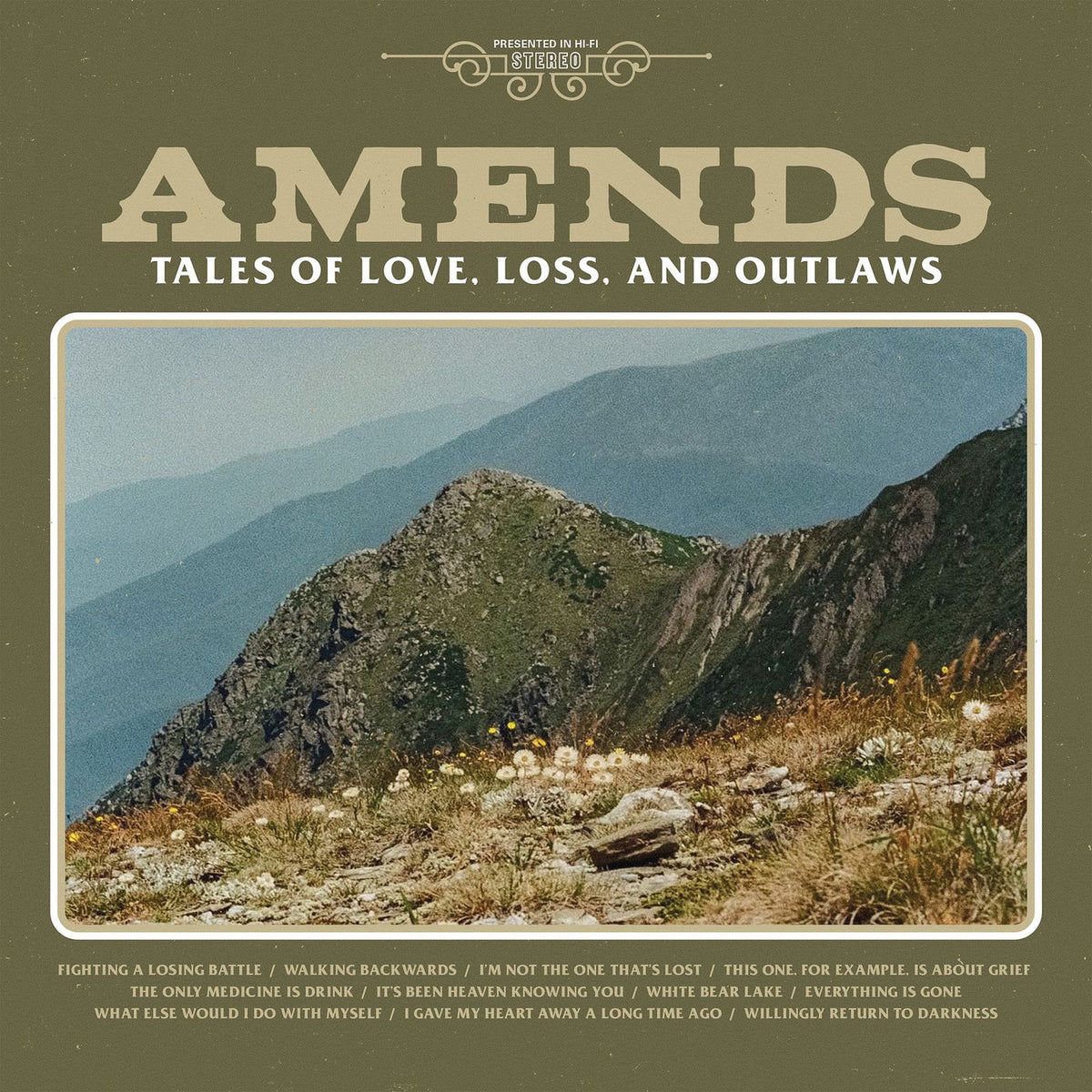 Amends – Tales Of Love, Loss, And Outlaws (LIMITED RETAIL COLOURED VINYL - MILKY CLEAR) vinyl record cover