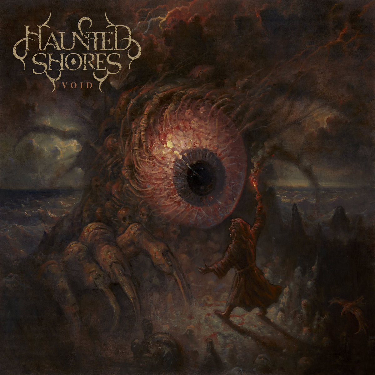 Haunted Shores – VOID [LP] (GOLD BASE WITH BLACK MARBLE VINYL, INDIE-RETAIL EXCLUSIVE) vinyl record cover
