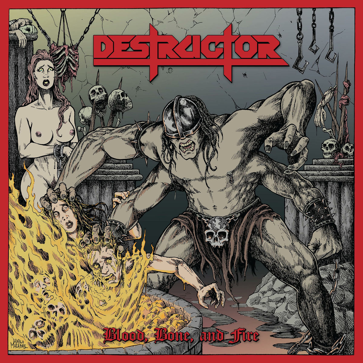 Destructor – Blood, Bone and Fire vinyl record cover