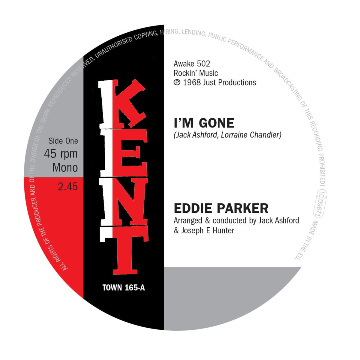 Eddie Parker – I'm Gone / Love You Baby vinyl cover