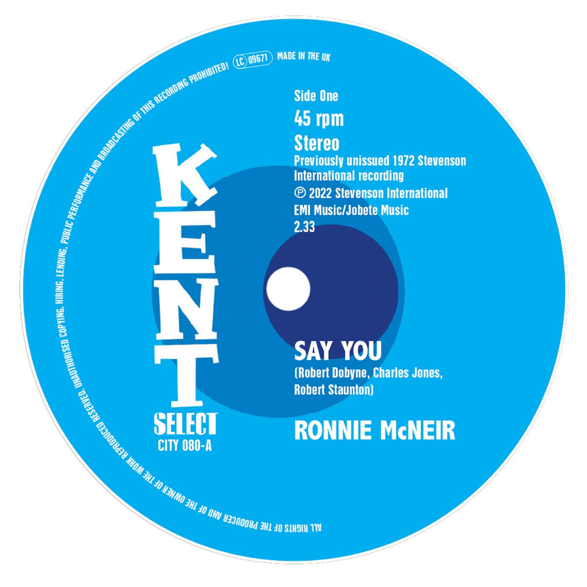 Ronnie McNeir – Say You / I'm Sorry vinyl cover