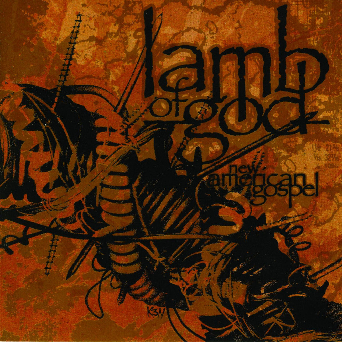 Lamb Of God – New American Gospel (Clear Black With White & Gold Splatter Vinyl) vinyl record cover