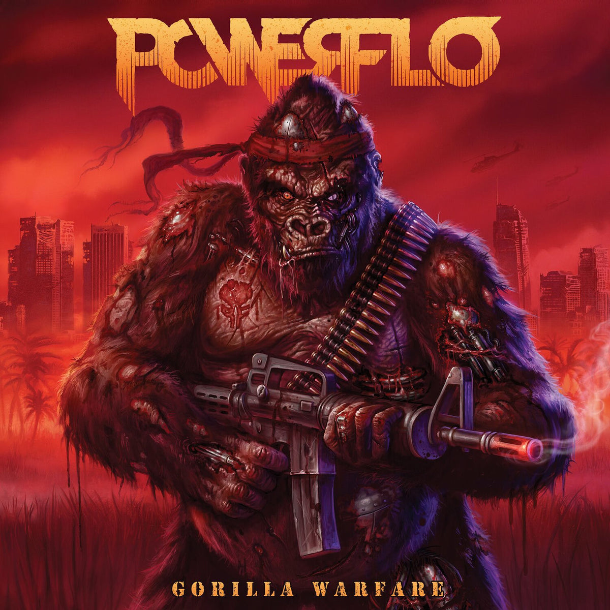 Powerflo – Gorilla Warfare (Magenta / Yellow Merge Lp) vinyl record cover