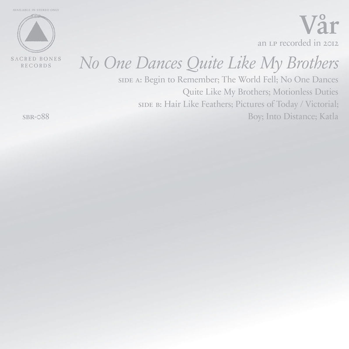 Var – No One Dances Quite Like My Brothers vinyl cover